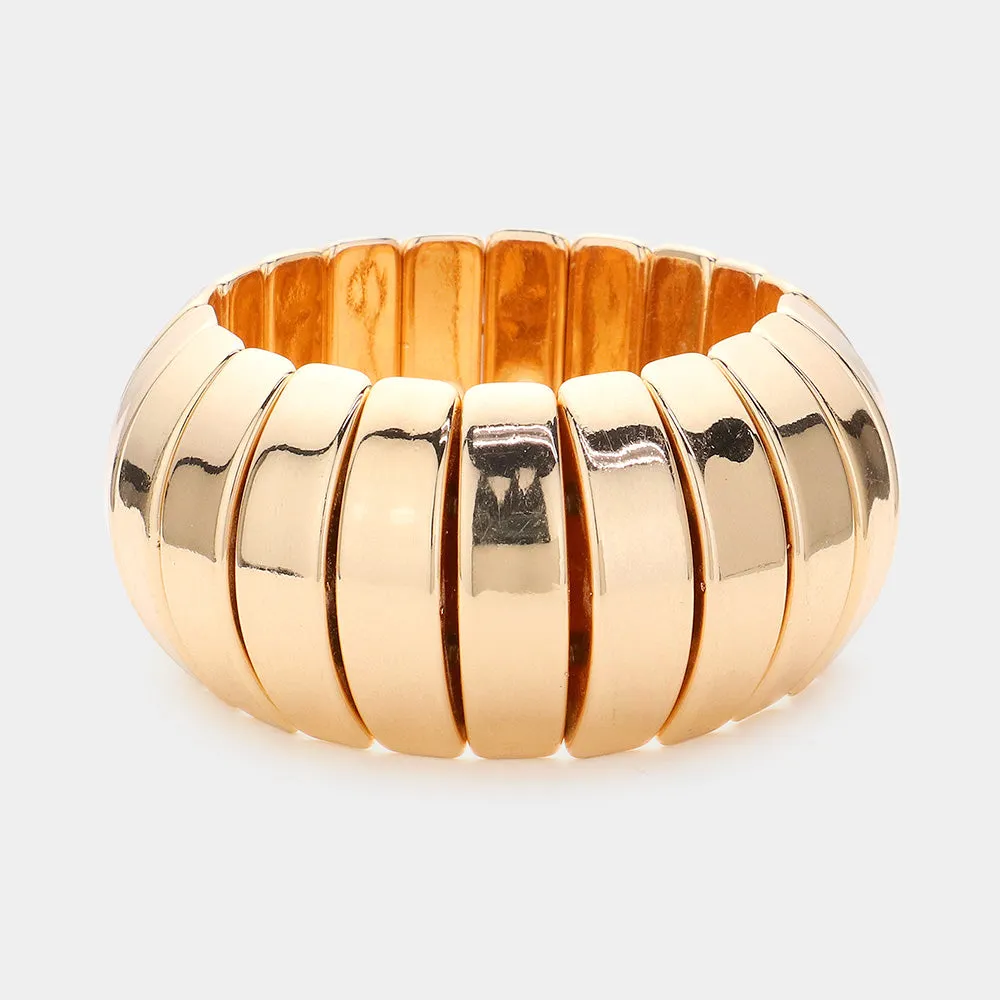iLLASPARKZ Chunky Metal Rib Stretch Bracelet