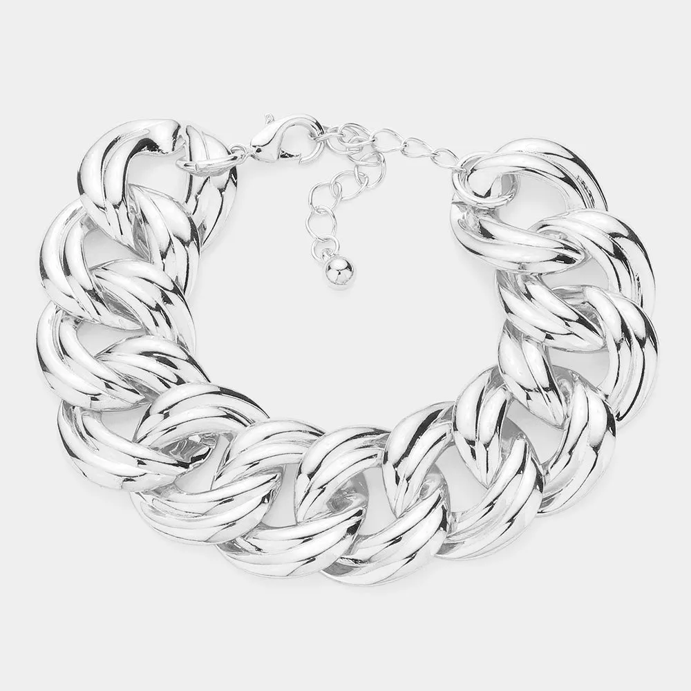 iLLASPARKZ Chunky Textured Metal Chain Bracelet