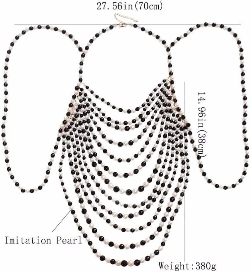 Imitation Pearl Collar Necklace - Multilayer Pendant Jewelry for Women, Exaggerate Body Chain Design, Trendy Fashion Accessory for Special Occasions