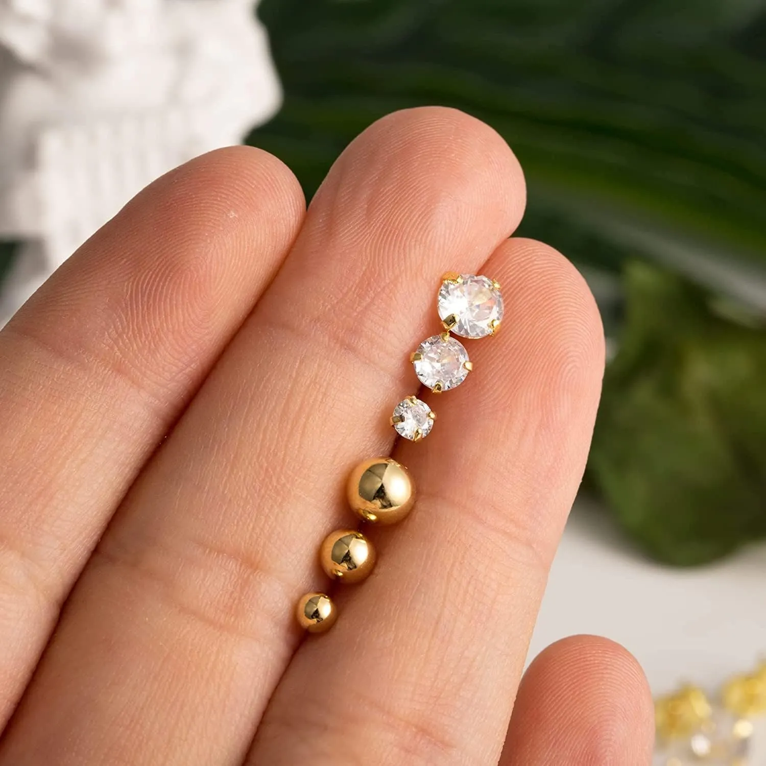 Incaton 16G Cartilage Earrings Set Hypollergenic Screw Back Stud Earrings Helix Tragus Earrings for Women Silver Cartilage Hoop Earrings