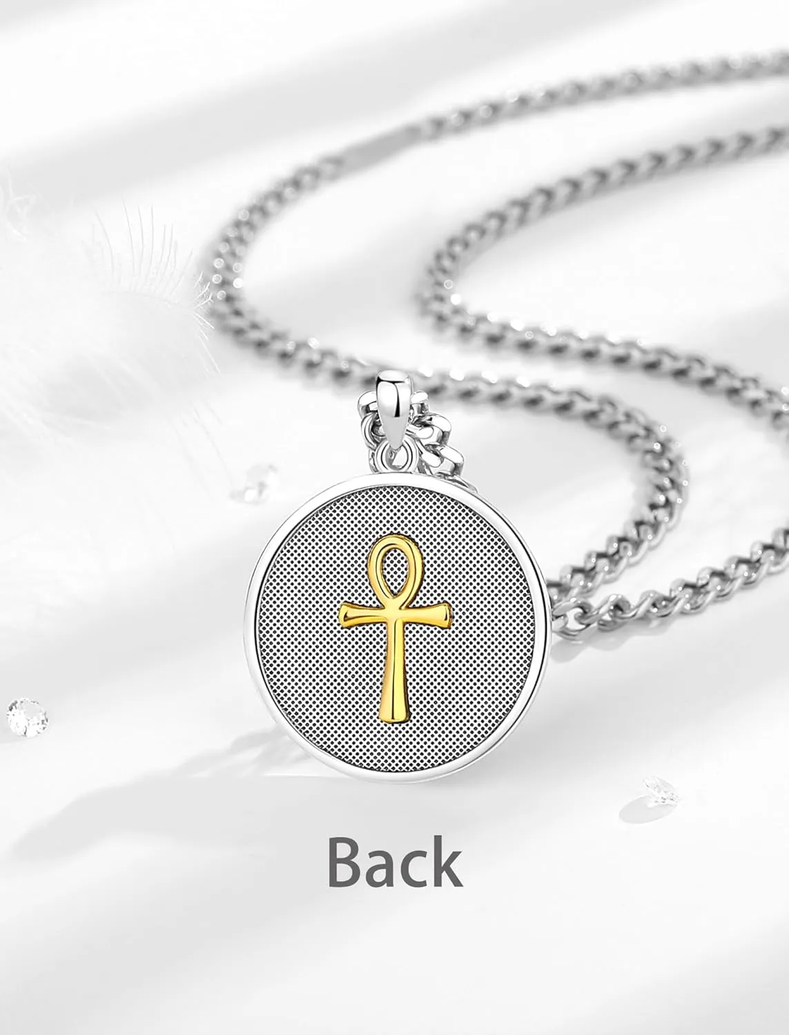 INFUSEU Ancient Egyptian Jewelry Ankh Anubis Necklaces for Men and Women, 22 2 Inch Cuban Link Chain
