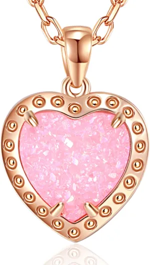 Initial Pendant Necklace Heart Necklace 14K Gold Plated Handmade Necklace with Pure Natural Stone Necklace for Women Colourful Jewelry Love Gift for Women