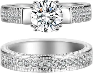 ink2055 2Pcs Couple Rings Geometry Shape Alloy and Cubic Zirconia Men Women Shiny All Match Rings for Wedding and Dating