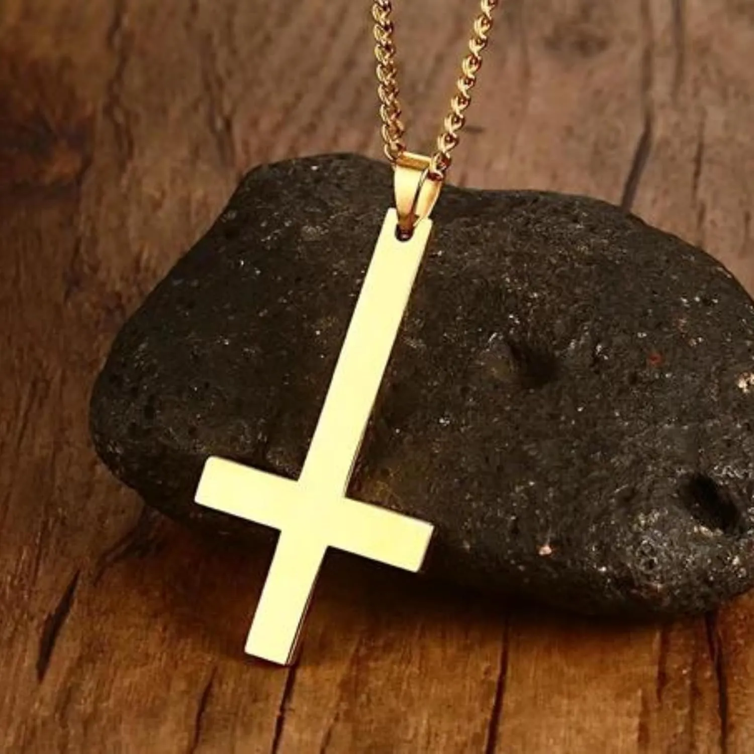 Inverted Cross Necklace | Gothic Upside Down Necklace, Modern Minimalist Pendant, Religious, Symbolic Alternative Jewelry, Punk, Demon, Devil, Christian Jewerly, Church of Satan