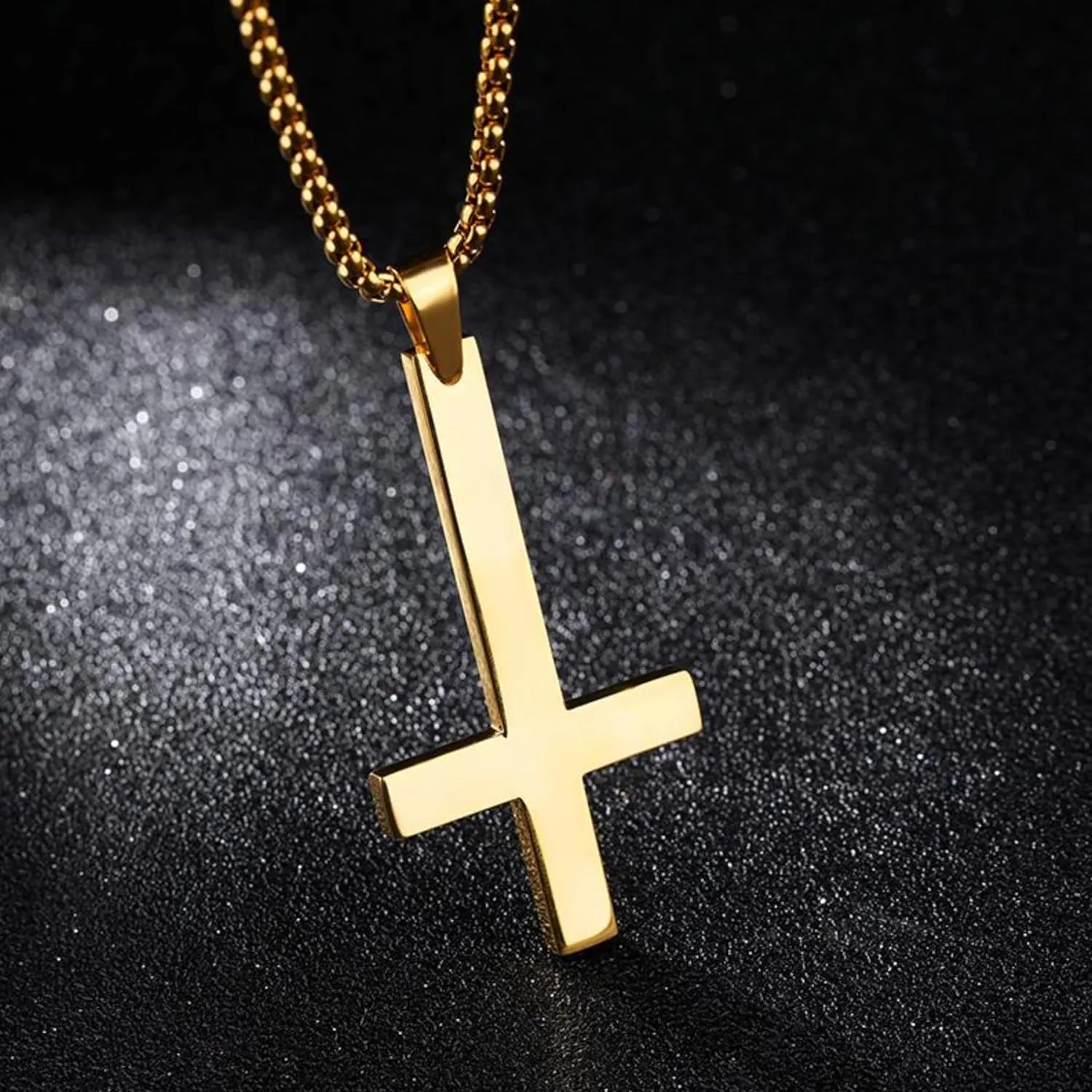 Inverted Cross Necklace | Gothic Upside Down Necklace, Modern Minimalist Pendant, Religious, Symbolic Alternative Jewelry, Punk, Demon, Devil, Christian Jewerly, Church of Satan