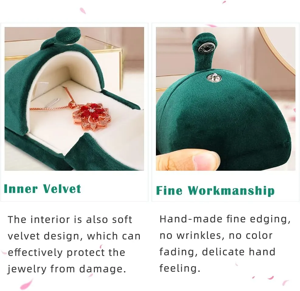 iSuperb Green Pendant Necklace Velvet Box Jewelry Gift Box Couple Engagement Ring Earring Jewelry Display for Wedding Anniversary Proposal