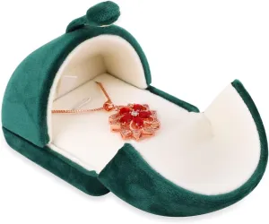 iSuperb Green Pendant Necklace Velvet Box Jewelry Gift Box Couple Engagement Ring Earring Jewelry Display for Wedding Anniversary Proposal