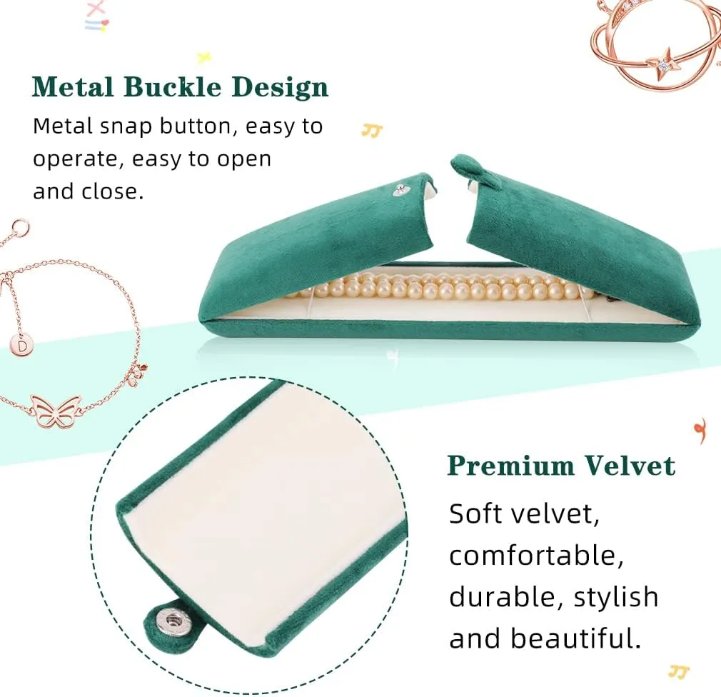 iSuperb Long Chain Box Velvet Necklace Pendant Jewelry Gift Box Necklace Bracelet Jewelry Packaging Boxes for Wedding Engagment Proposal