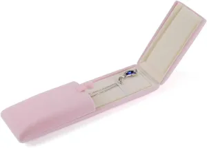 iSuperb Pink Velvet Necklace Box Jewelry Gift Box Long Chain Pendant Bracelet Jewelry Display Boxes for Wedding Engagment Proposal Gift(Long chain box)