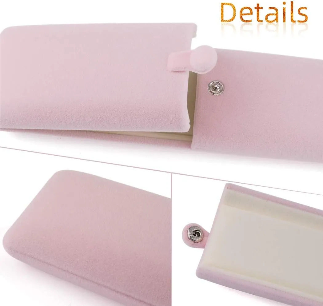 iSuperb Pink Velvet Necklace Box Jewelry Gift Box Long Chain Pendant Bracelet Jewelry Display Boxes for Wedding Engagment Proposal Gift(Long chain box)