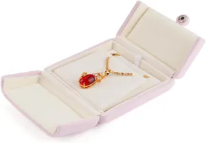 iSuperb Pink Velvet Necklace Pendant Box Jewelry Gift Box Bracelet Chain Earrings Display Storage Case for Christmas Engagement Proposal