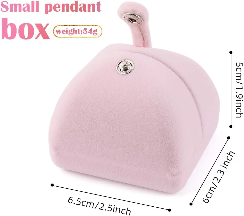 iSuperb Pink Velvet Necklace Pendant Box Jewelry Gift Box Bracelet Chain Earrings Display Storage Case for Christmas Engagement Proposal(Small pendant box)