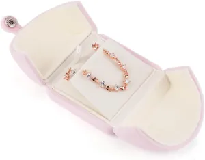iSuperb Pink Velvet Necklace Pendant Box Jewelry Gift Box Bracelet Chain Earrings Display Storage Case for Christmas Engagement Proposal(Small pendant box)
