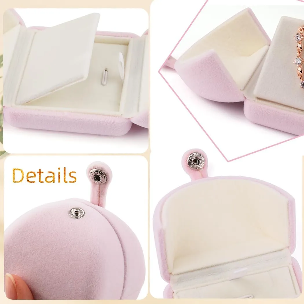 iSuperb Pink Velvet Necklace Pendant Box Jewelry Gift Box Bracelet Chain Earrings Display Storage Case for Christmas Engagement Proposal(Small pendant box)