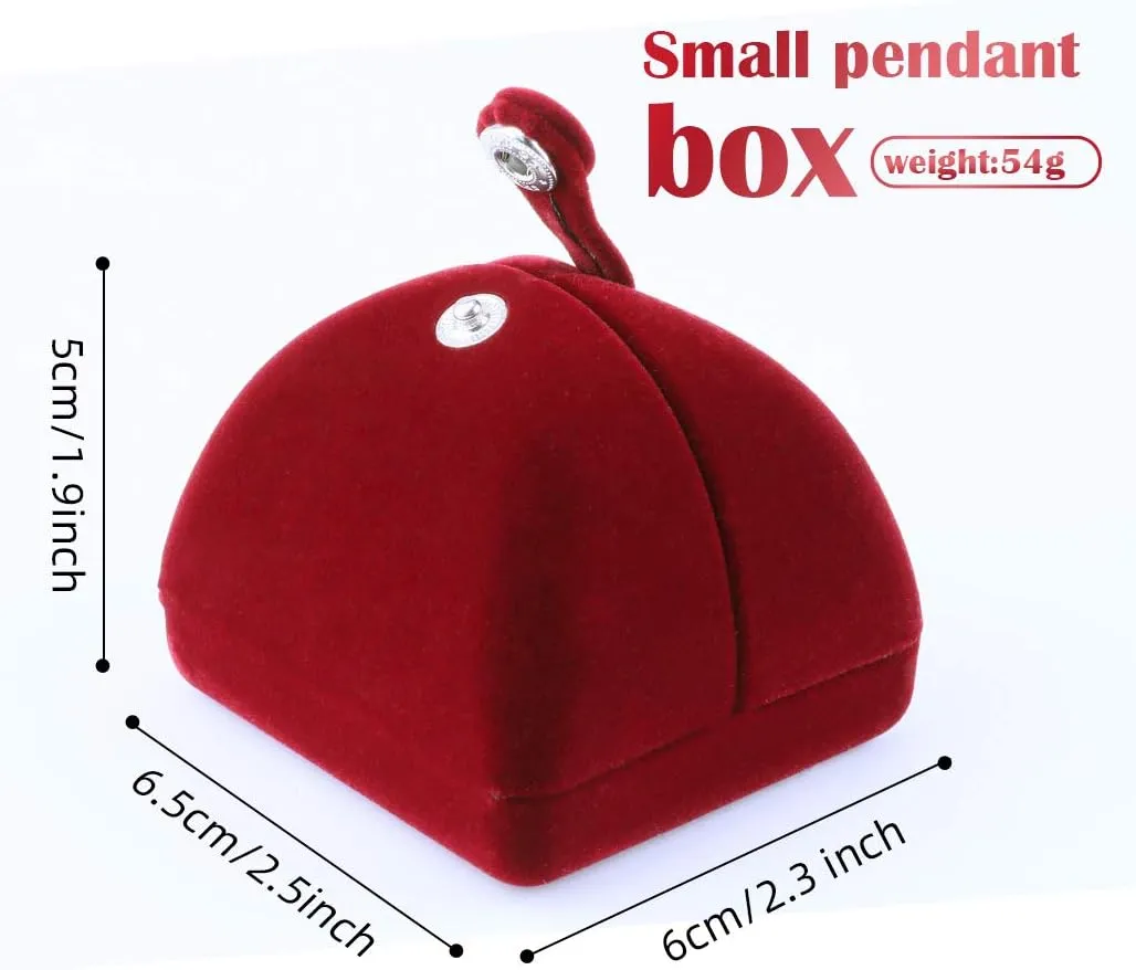 iSuperb Red Wine Velvet Pendant Necklace Box Jewelry Gift Box Bracelet Chain Earrings Jewelry Display Storage for Christmas Engagement Proposal