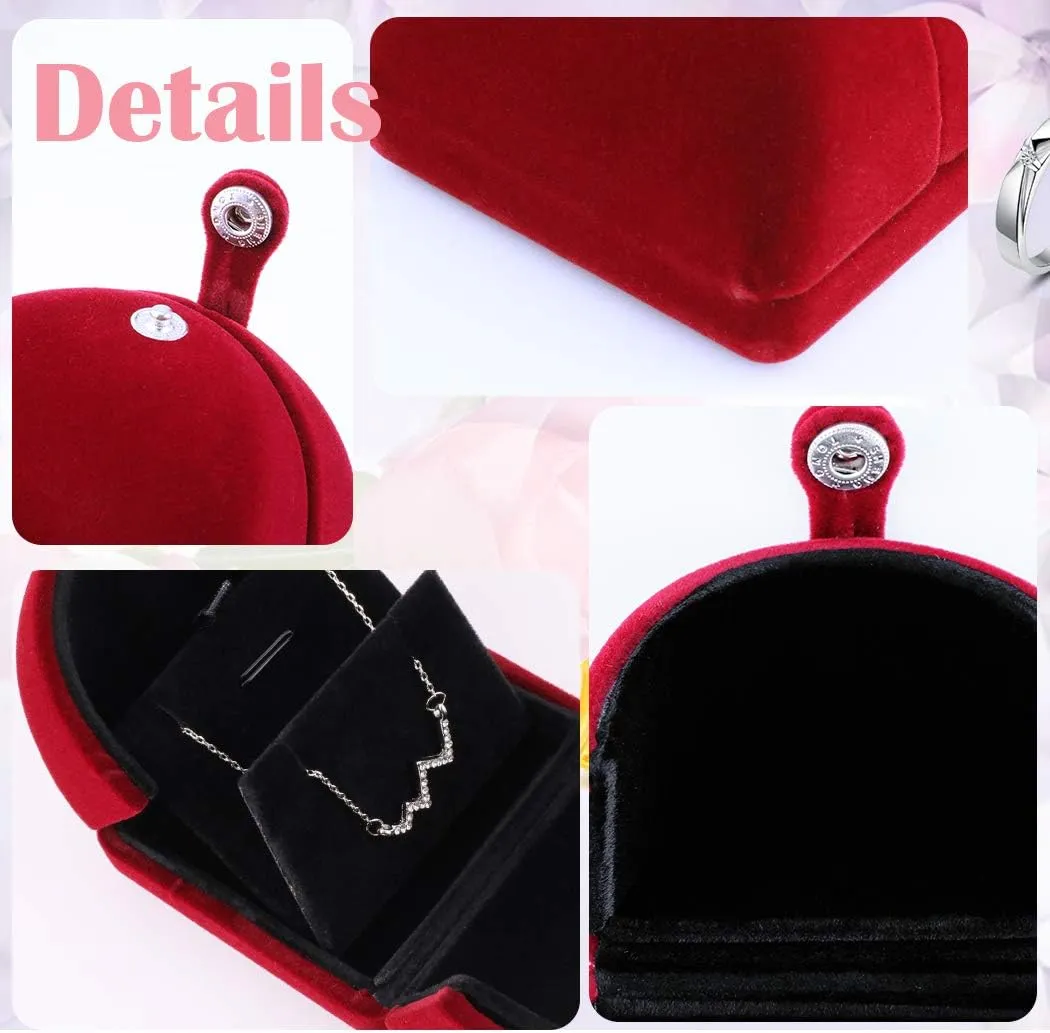 iSuperb Red Wine Velvet Pendant Necklace Box Jewelry Gift Box Bracelet Chain Earrings Jewelry Display Storage for Christmas Engagement Proposal
