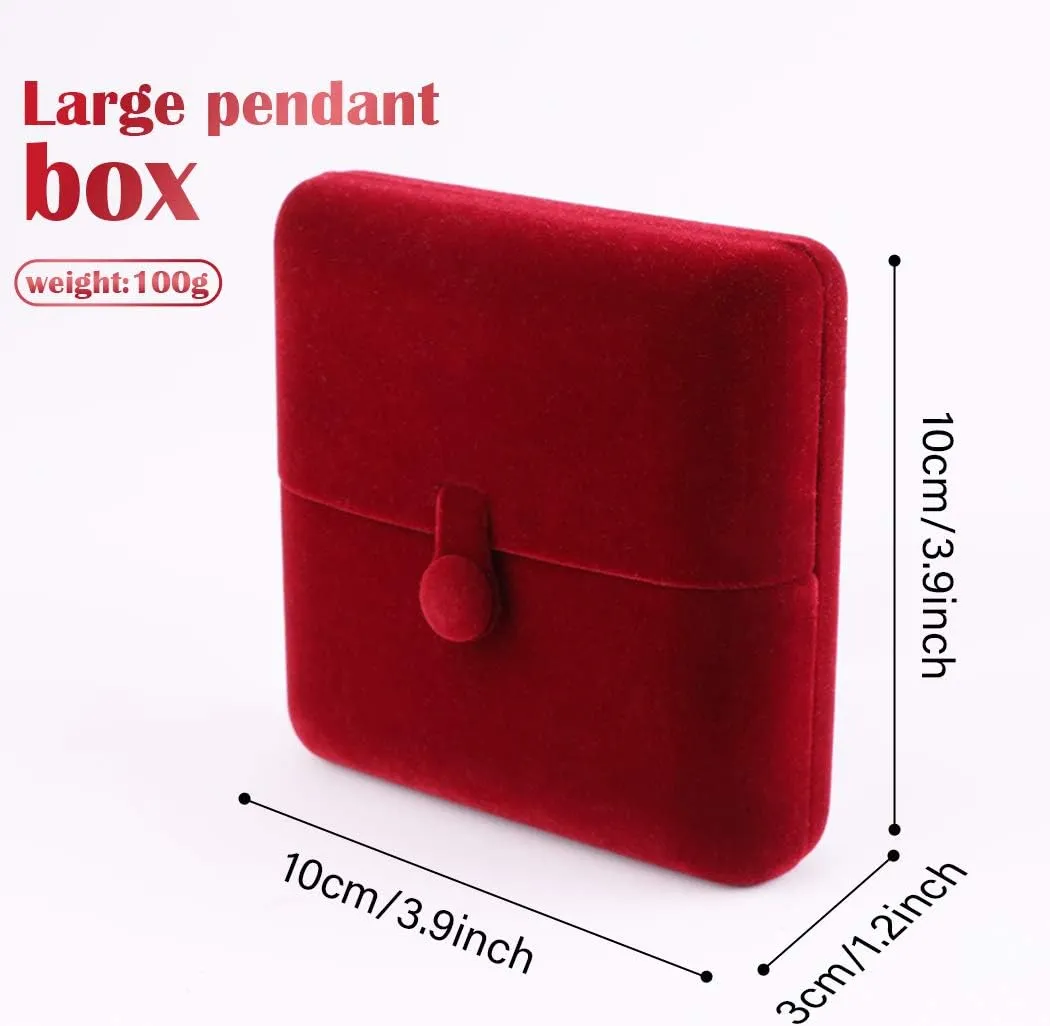 iSuperb Red Wine Velvet Pendant Necklace Box Jewelry Gift Box Bracelet Chain Earrings Jewelry Display Storage for Engagement Proposal