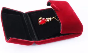 iSuperb Red Wine Velvet Pendant Necklace Box Jewelry Gift Box Bracelet Chain Earrings Jewelry Display Storage for Engagement Proposal