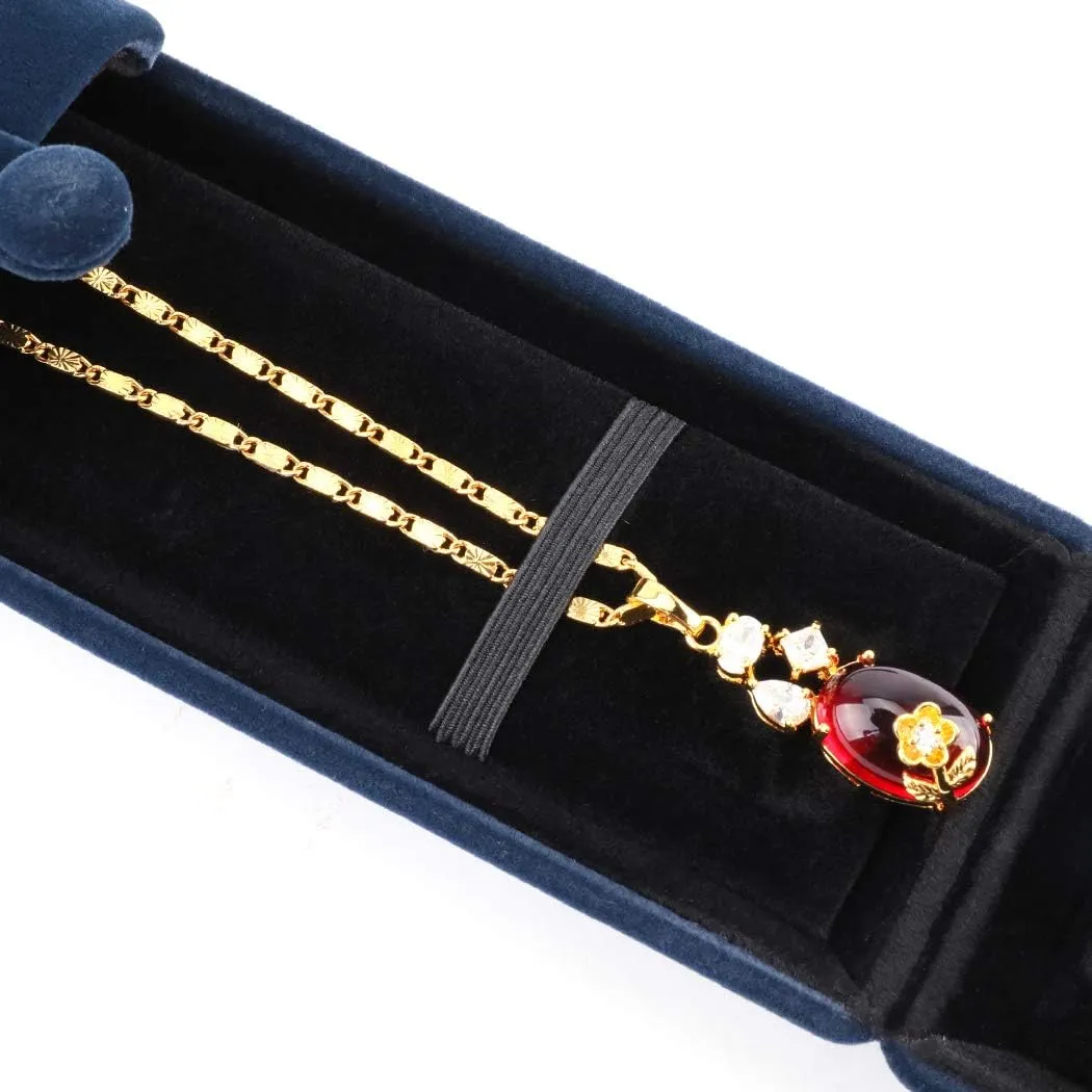 iSuperb Royal Blue Velvet Necklace Long Chain Box Jewelry Gift Box Pendant Bracelet Jewelry Packaging Boxes for Wedding Engagment Proposal Gift