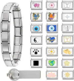 Italian Charms Bracelet Sets with 1Pcs Starter Brascelet 9Pcs Charms 9mm Italian Modular Charm Bracelet DIY Module Jewelry Gifts