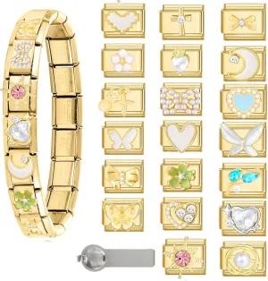 Italian Charms Bracelet Sets with 1Pcs Starter Brascelet 9Pcs Charms 9mm Italian Modular Charm Bracelet DIY Module Jewelry Gifts