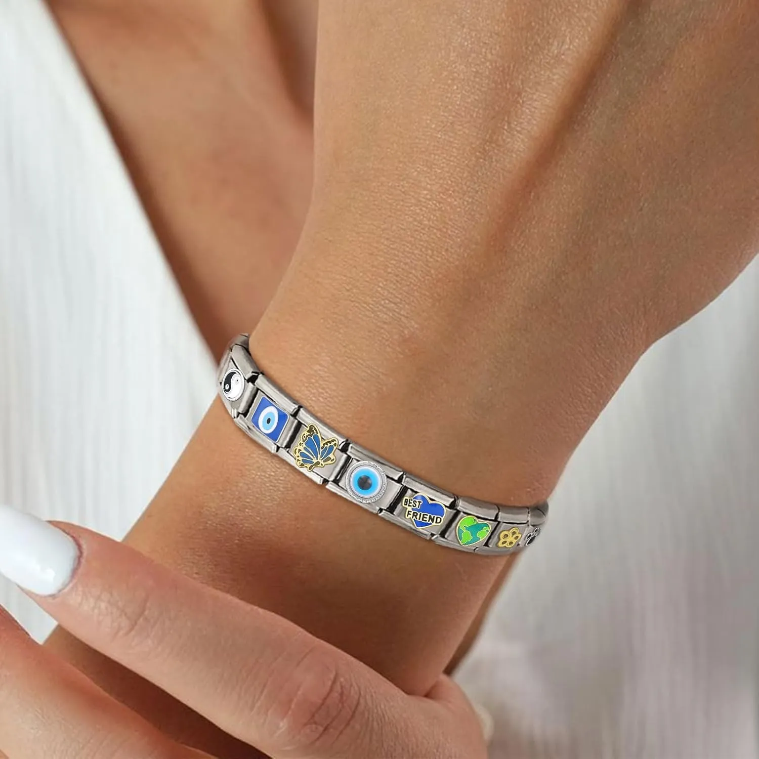 Italian Charms Bracelet Sets with 1Pcs Starter Brascelet 9Pcs Charms 9mm Italian Modular Charm Bracelet DIY Module Jewelry Gifts