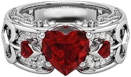 Iumer Women Heart Ring Inlaid with Artificial Sapphire with Rhinestone Ring Seablue Rings Fashion Jewelry Gift