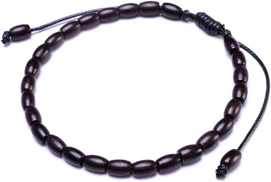 iZasky Prayer Beads Bracelet Lucky Wood Tibetan Buddha Simple Yoga Amulet Meditation Bracelets Jewelry for Men Women Adjustable (Black)