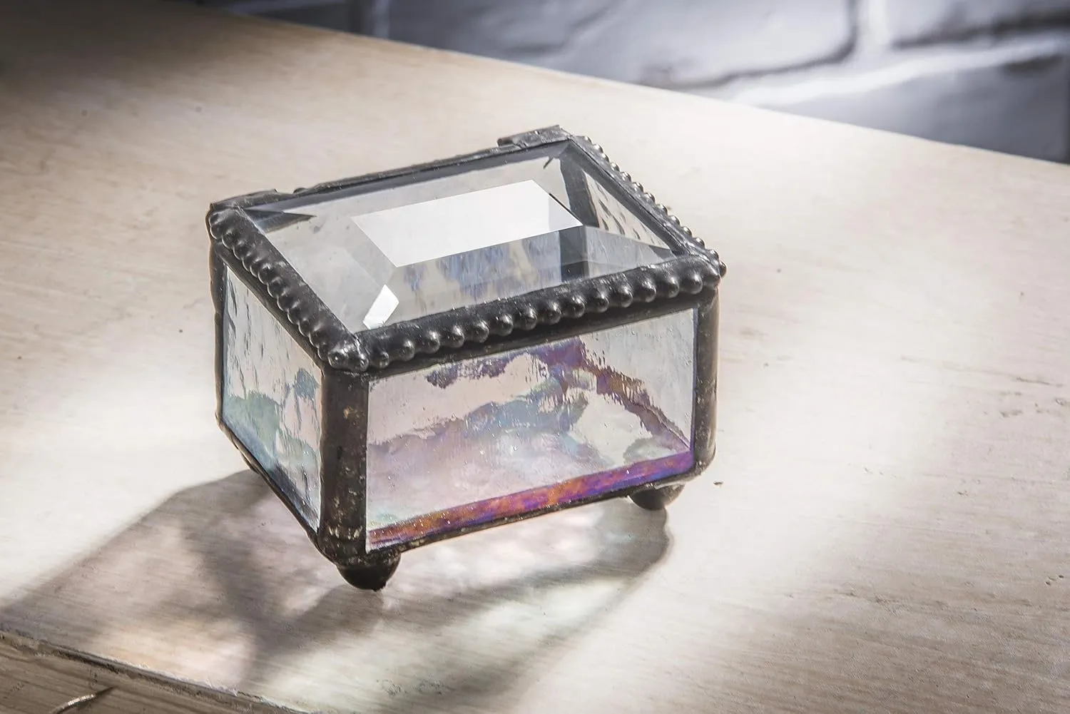 J Devlin - Glass Ring Box Jewelry Keepsake Trinket - Box 325