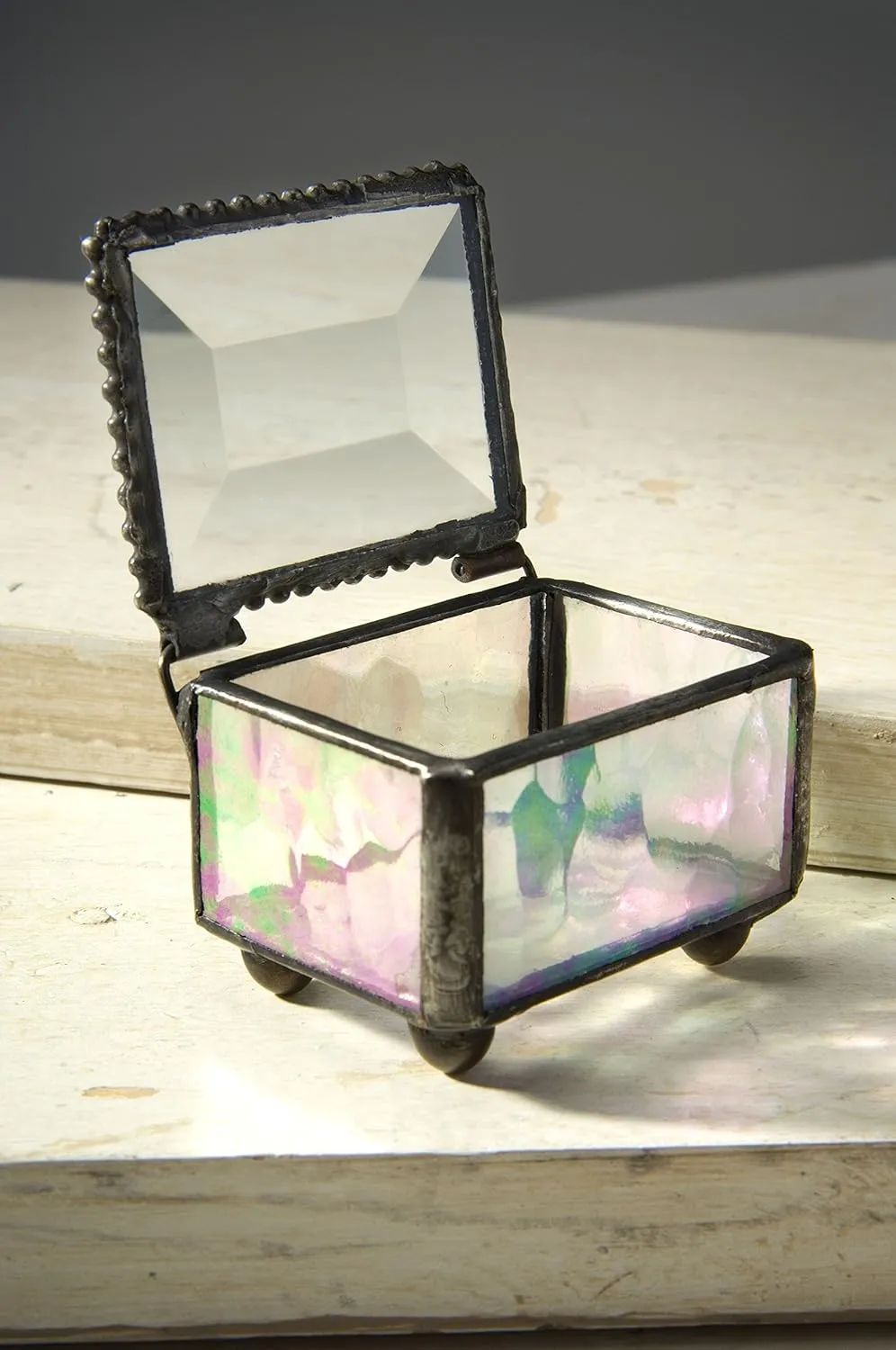 J Devlin - Glass Ring Box Jewelry Keepsake Trinket - Box 325