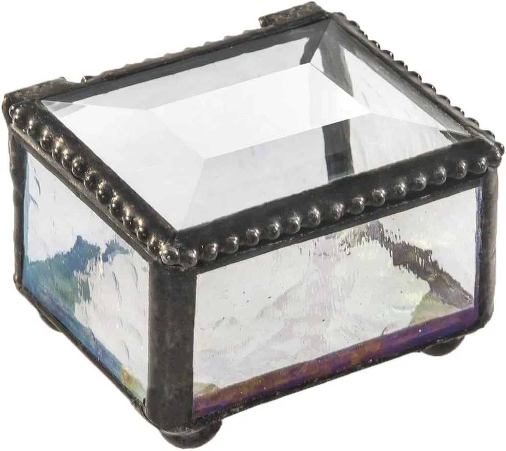 J Devlin - Glass Ring Box Jewelry Keepsake Trinket - Box 325