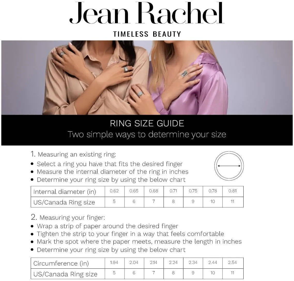 JEAN RACHEL JEWELRY 925 Sterling Silver Ring with 5 One Micron 14K Gold Plated Sterling Silver Rotating Spinner Rings - Artisan Handcrafted Vintage Design Hypoallergenic, Lead & Nickel Free Jewelry