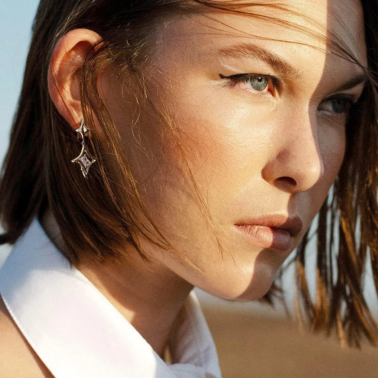 JeanBeau Gold Star Drop Dangle Earrings for Women - Trendy Sparkly Cubic Zirconia Unique Hypoallergenic Fashion Jewelry Gift