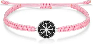 J.Endar Viking Compass Bracelet for Men 925 Sterling Silver Cord Bracelet for Women Handmade Braided Filigree Adjustable Norse Vintage Jewelry Gift