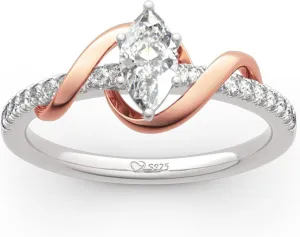 Jeulia "An Encounter with Myself Marquise Cut Sterling Silver Ring Engagement Anniversary Promise Ring Valentine's Day Gift With Jewelry Box for Women