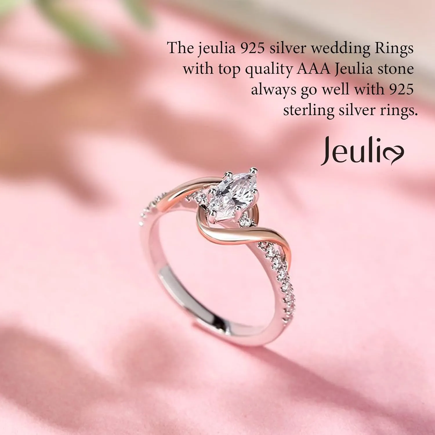 Jeulia "An Encounter with Myself Marquise Cut Sterling Silver Ring Engagement Anniversary Promise Ring Valentine's Day Gift With Jewelry Box for Women
