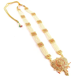JewarHaat Indian Gold Plated Necklace Set Multi-Stones Pearls Polki Grand Moti Rani Haar Ad Cz Fashion Jewelry With Out Earrings for Women (Necklace -1)