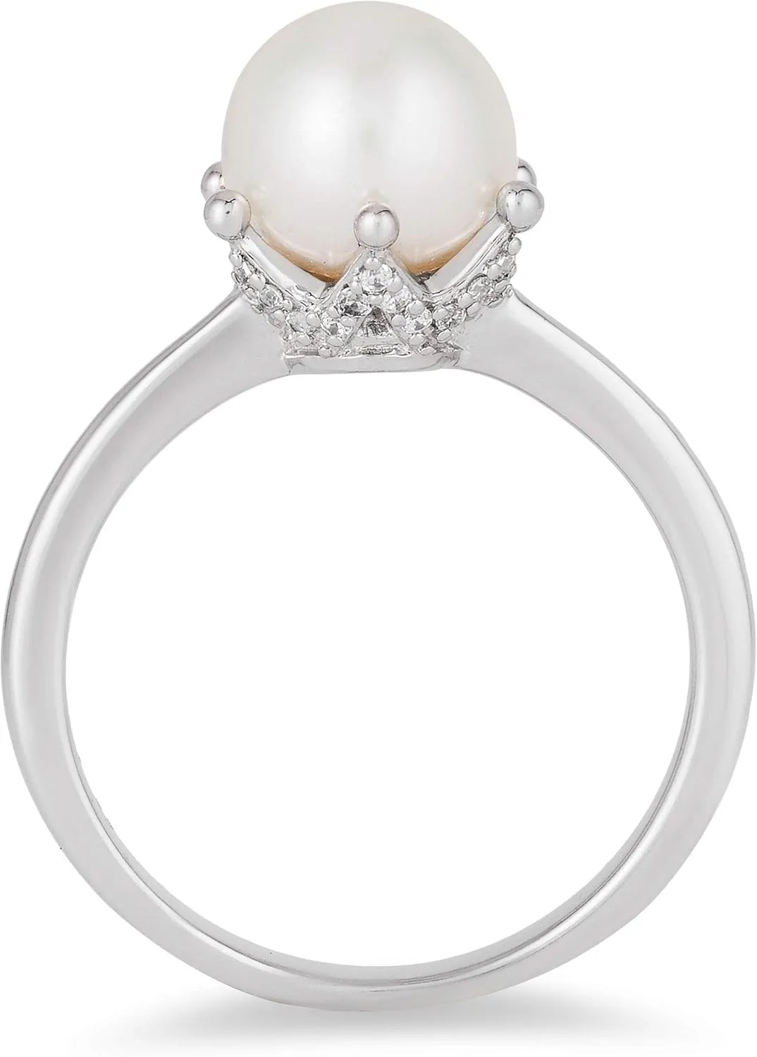 Jewelili Enchanted Disney Fine Jewelry Sterling Silver 1/10 CTTW Diamond Ariel Disney Ring