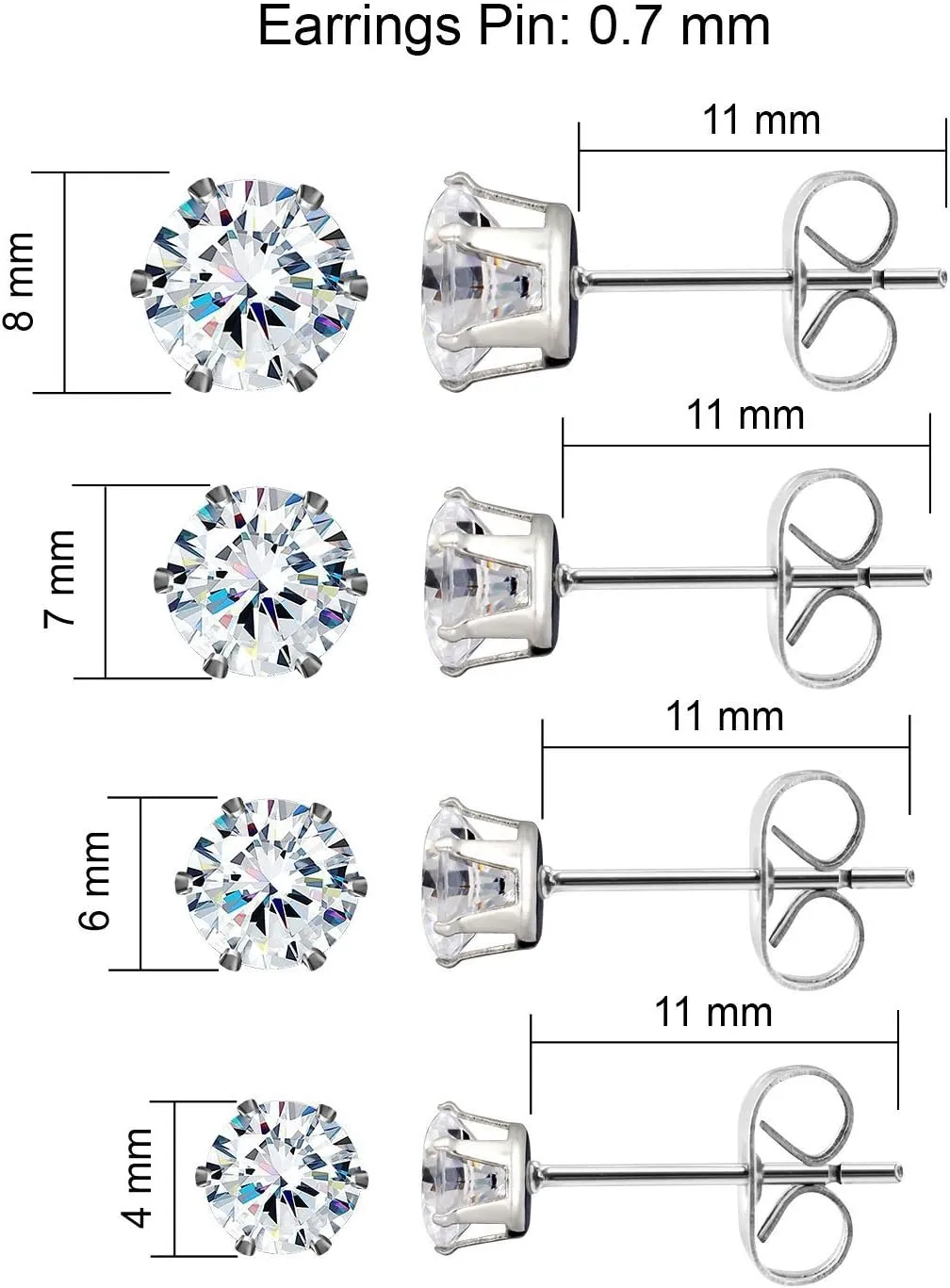 JewelrieShop Earrings Studs Set for Women Stainless Steel CZ Ball Faux Pearl Hoop Hypoallergenic Silver Multiple Ear Stud Earing for Men