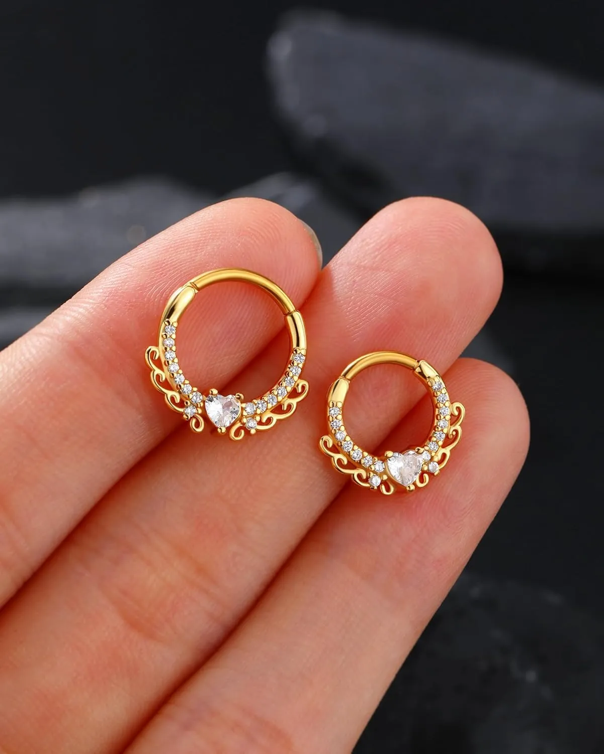 Jewseen Septum Rings 16g Heart Cartilage Hoop Earrings Septum Jewelry Helix Piercing Jewelry for Women Men