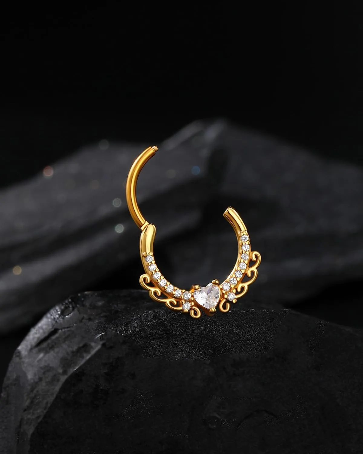 Jewseen Septum Rings 16g Heart Cartilage Hoop Earrings Septum Jewelry Helix Piercing Jewelry for Women Men