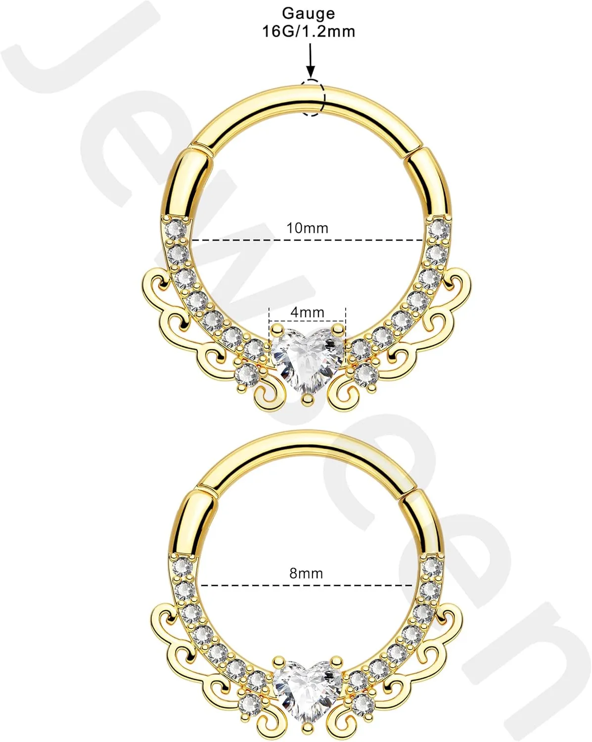 Jewseen Septum Rings 16g Heart Cartilage Hoop Earrings Septum Jewelry Helix Piercing Jewelry for Women Men