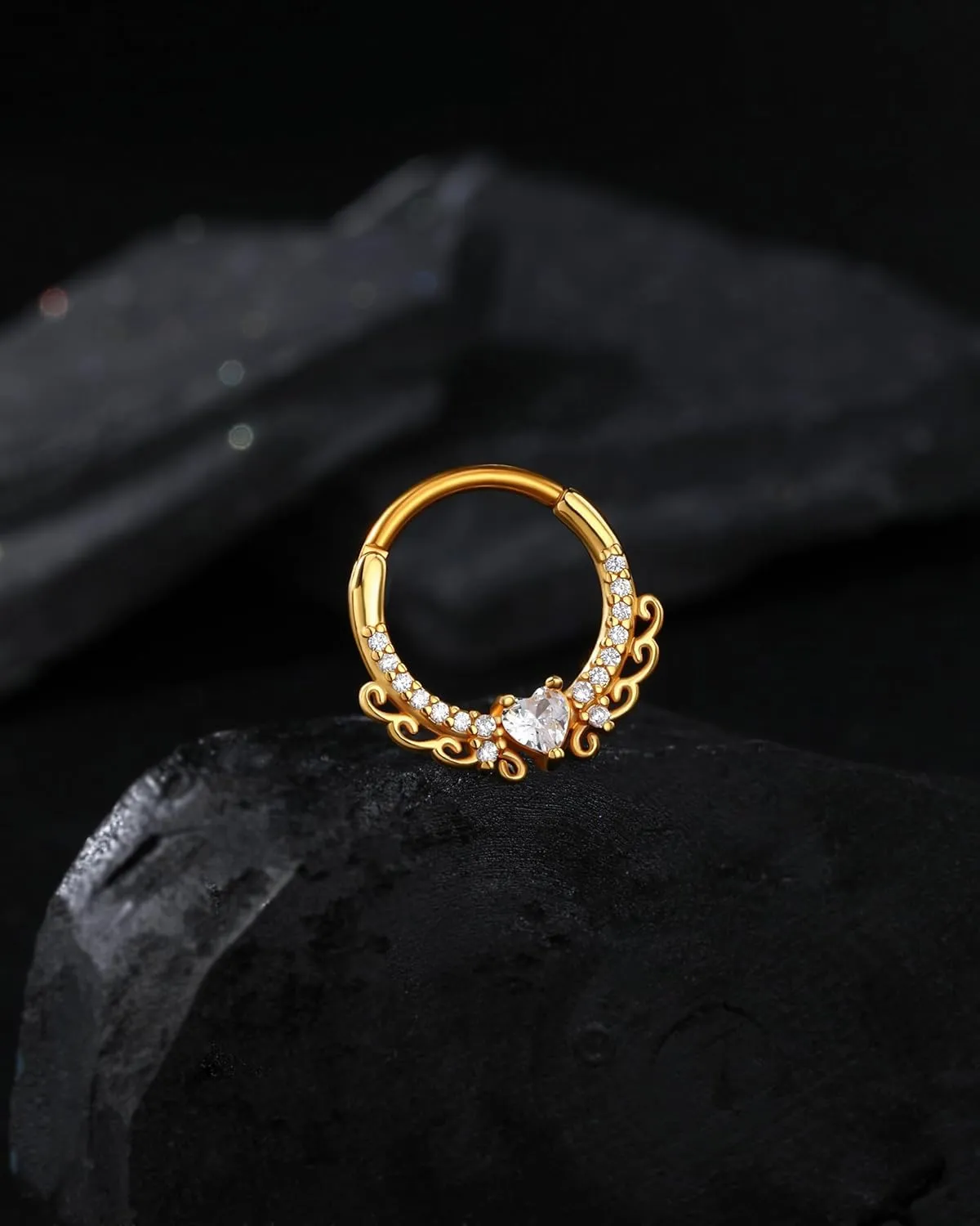 Jewseen Septum Rings 16g Heart Cartilage Hoop Earrings Septum Jewelry Helix Piercing Jewelry for Women Men