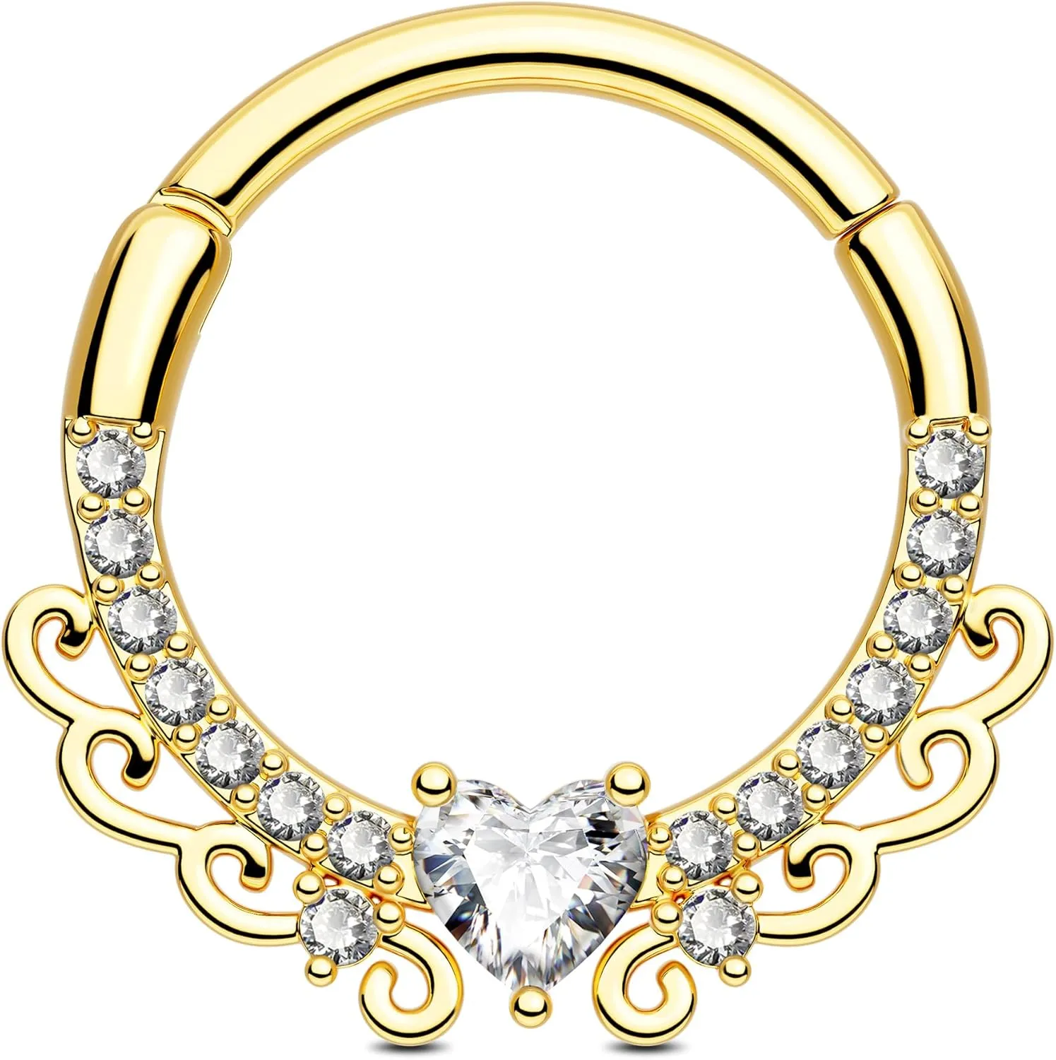 Jewseen Septum Rings 16g Heart Cartilage Hoop Earrings Septum Jewelry Helix Piercing Jewelry for Women Men