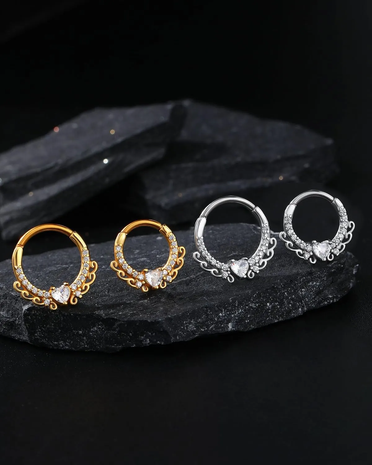 Jewseen Septum Rings 16g Heart Cartilage Hoop Earrings Septum Jewelry Helix Piercing Jewelry for Women Men