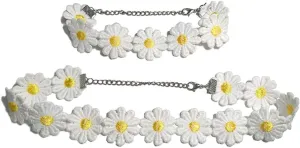 JOYID Sweet Sunflower Pearl Leaf Pendant Necklace Resin Daisy Flower Clavicular Chain Fashion Jewelry for Women