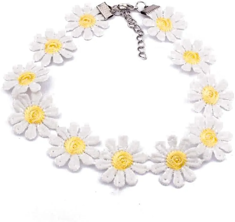 JOYID Sweet Sunflower Pearl Leaf Pendant Necklace Resin Daisy Flower Clavicular Chain Fashion Jewelry for Women