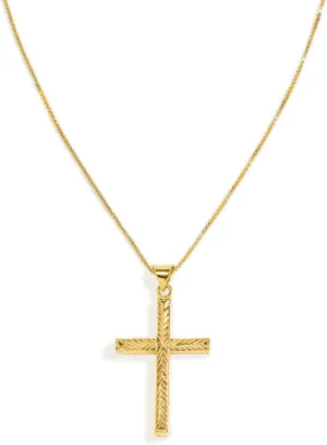 JTV Sterling Silver Diamond-Cut Cross Pendant Necklace  18 Inch Box Link Chain, Elegant Christian Jewelry