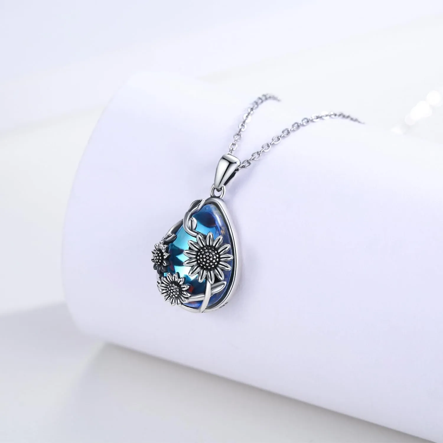JUSTKIDSTOY Moonstone Necklace 925 Sterling Silver Teardrop Pendant Necklace Jewelry Gifts for Women Girls
