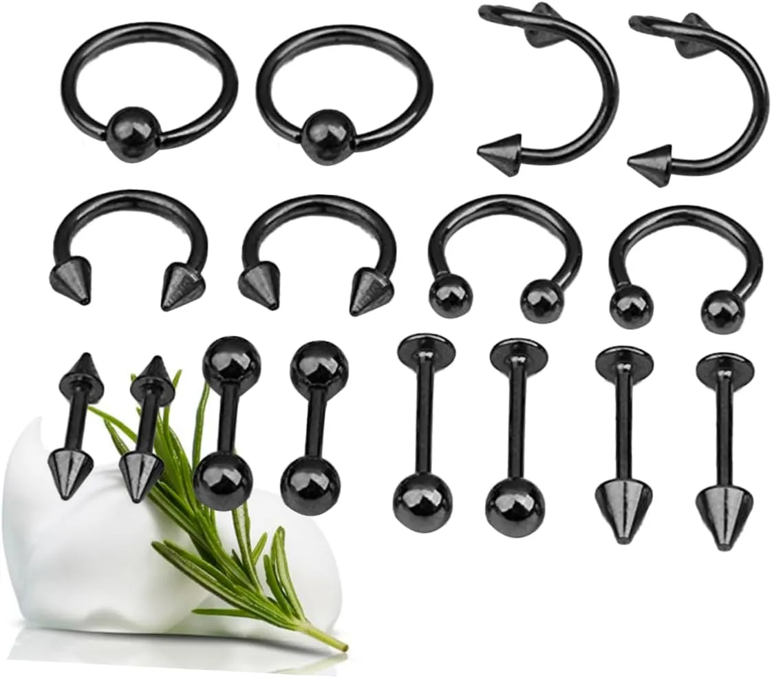KESYOO Tongue Ring Studs Nose Jewelry Piercing Jewelry Body Jewlery Women Piercing Jewellery Tongue Bar Black